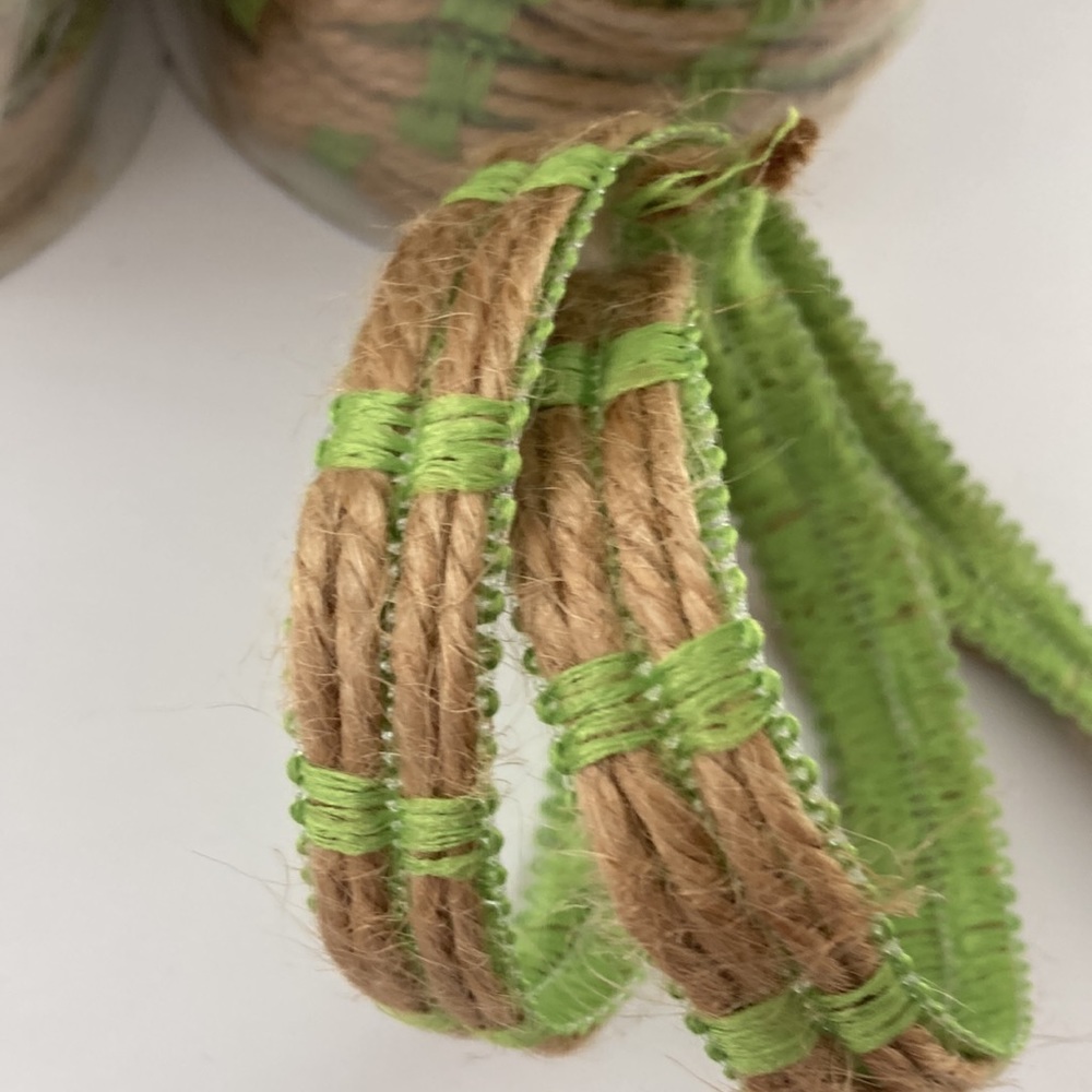 5 Rolls Offray Floral Ribbon Spring Green Jute Brown 1/2 inch